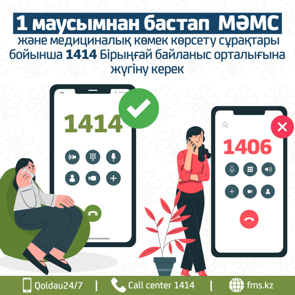 1 МАУСЫМНАН МӘМС БОЙЫНША КОНСУЛЬТАЦИЯЛАР 1414  АРҚЫЛЫ БЕРІЛЕДІ